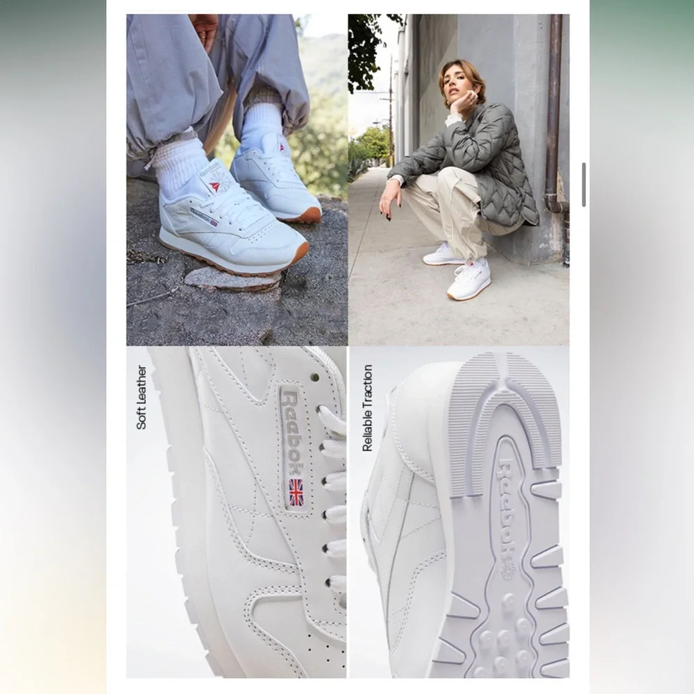 NWT/NIB • Reebok Women's Classic White Leather Sneakers • Women’s US 7.5 - Picture 13 of 14
